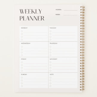 Cream Minimal  Weekly Planner Template