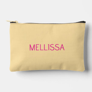 Cream minimalist custom name  accessory pouch