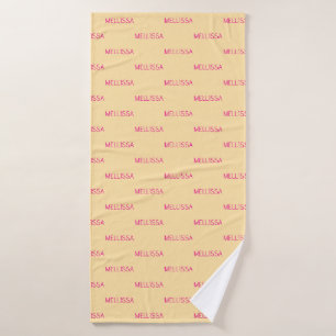 Cream minimalist custom name bath towel