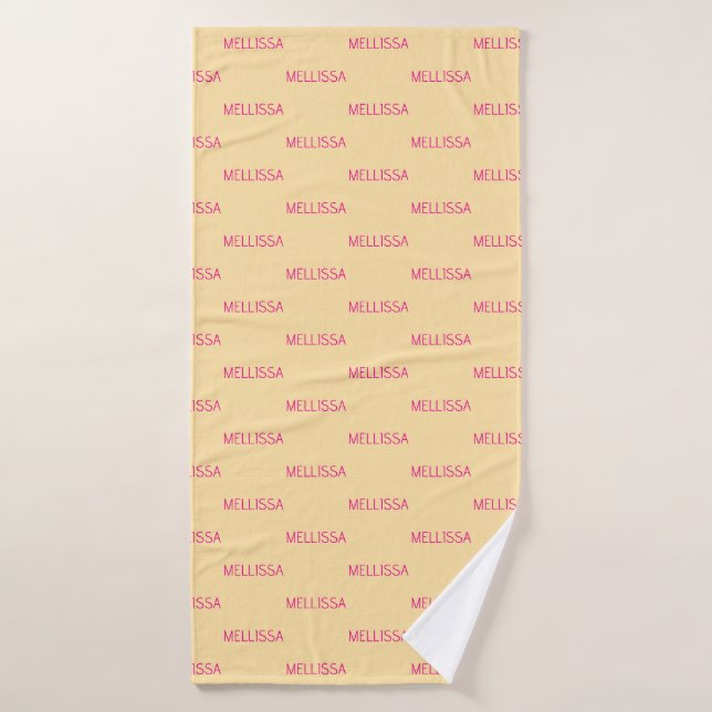 Cream minimalist custom name  bath towel (Bath Towel)