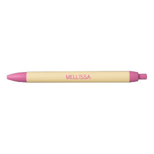 Cream minimalist custom name black ink pen