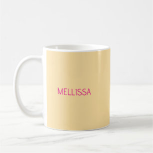 Cream minimalist custom name coffee mug