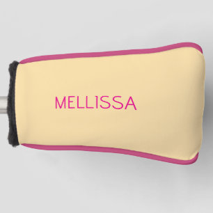 Cream minimalist custom name golf head cover