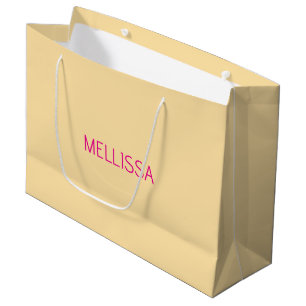Cream minimalist custom name large gift bag