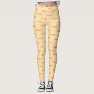 Cream minimalist custom name leggings