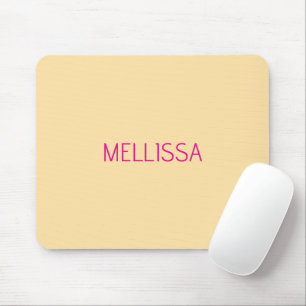 Cream minimalist custom name  mouse pad