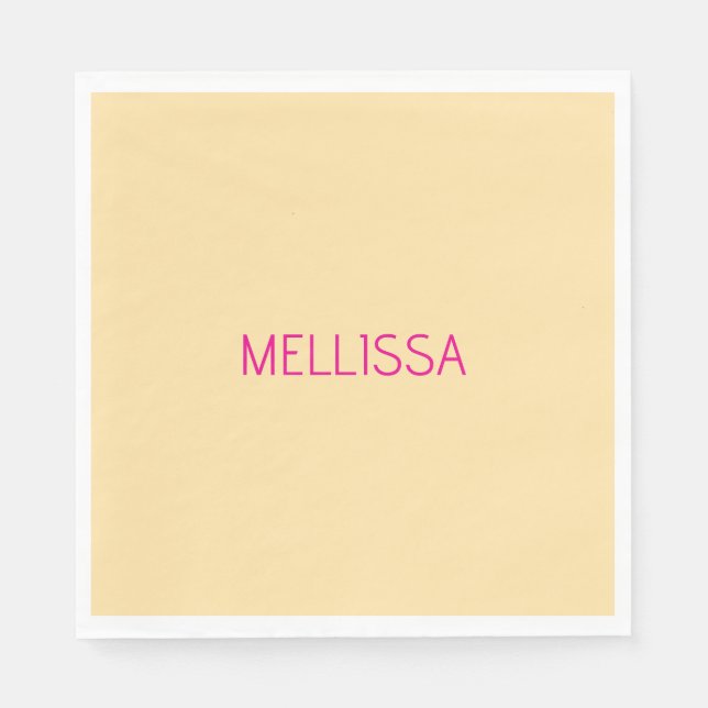 Cream minimalist custom name  napkin (Front)