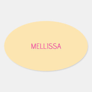 Cream minimalist custom name  oval sticker