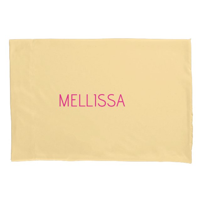 Cream minimalist custom name  pillowcase (Front)