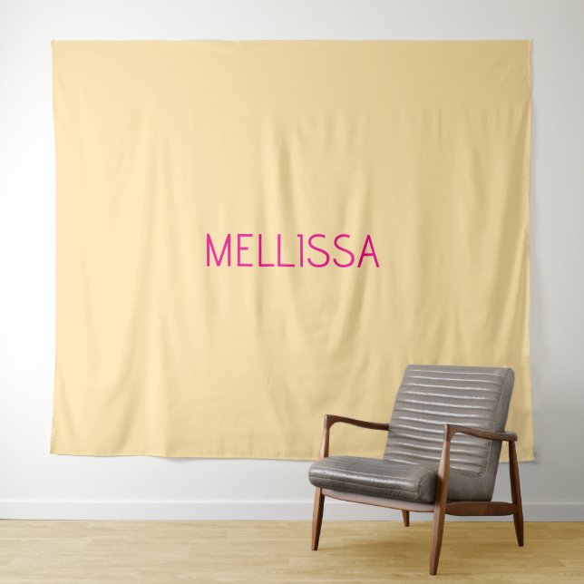 Cream minimalist custom name  tapestry (In Situ (Horizontal))