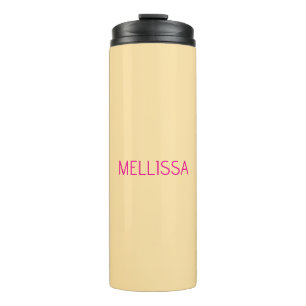 Cream minimalist custom name thermal tumbler