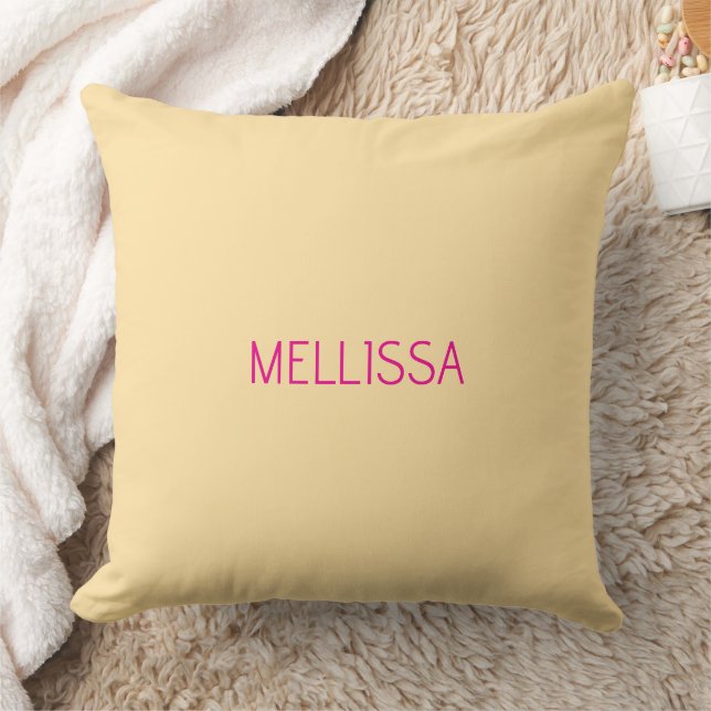 Cream minimalist custom name  throw pillow (Blanket)