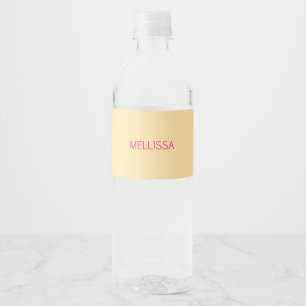 Cream minimalist custom name  water bottle label