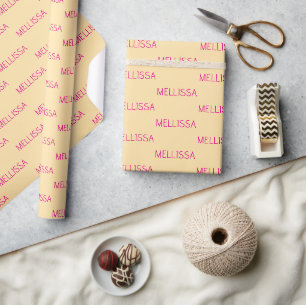 Cream minimalist custom name wrapping paper