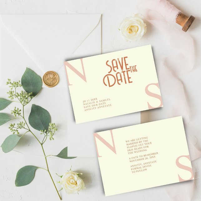 Cream Minimalist & Elegant Bold Initials Wedding  Save The Date (Creator Uploaded)