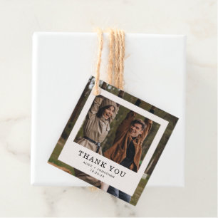 Cream Minimalist Frame Photo Wedding Favour Tags