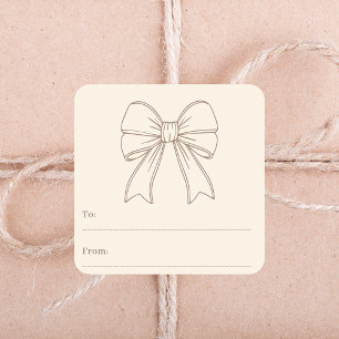 Cream mocha bow doodle Christmas Square Sticker