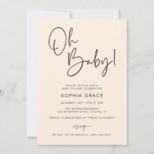 Cream Modern Boho Gender Neutral Baby Shower Invitation