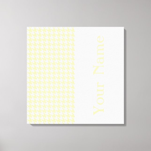 Cream Modern Houndstooth with name Canvas Print (Front)