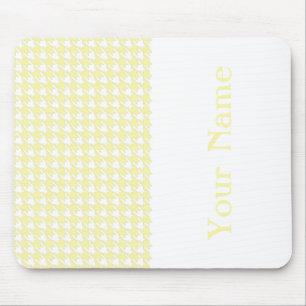 Cream Modern Houndstooth with name Mouse Pad