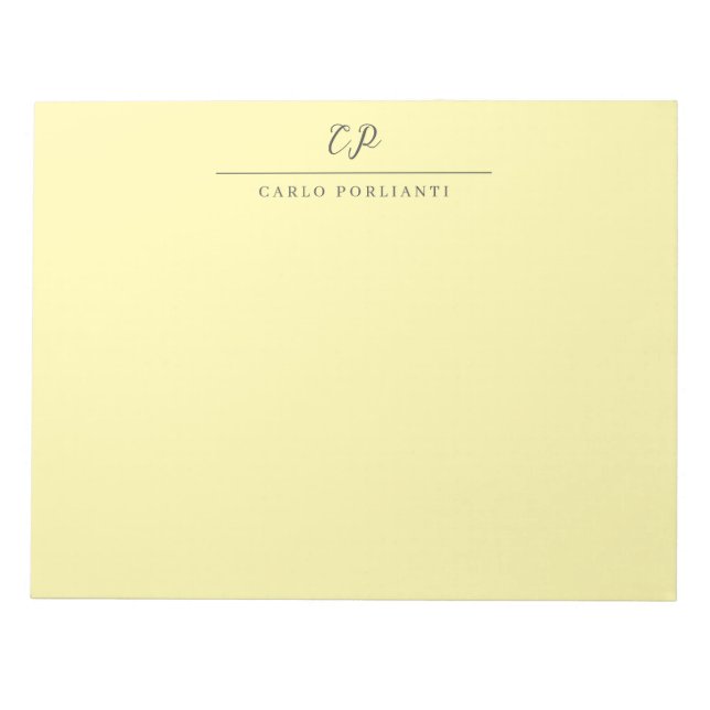 Cream Modern Monogrammed Calligraphy Plain Name Notepad (Front)