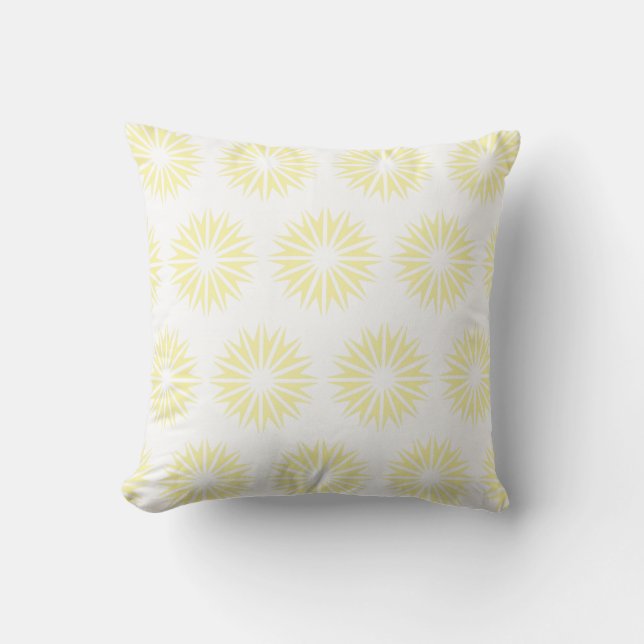 Cream Modern Sunbursts Throw Pillow (Front)