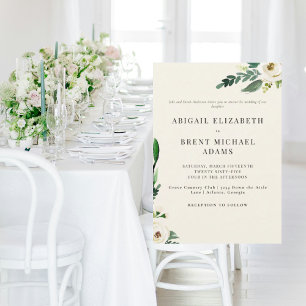 Cream Modern White Floral Bride Parents Wedding Invitation