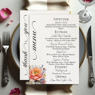 Cream - Monogram, Wildflowers & Thank You Menu