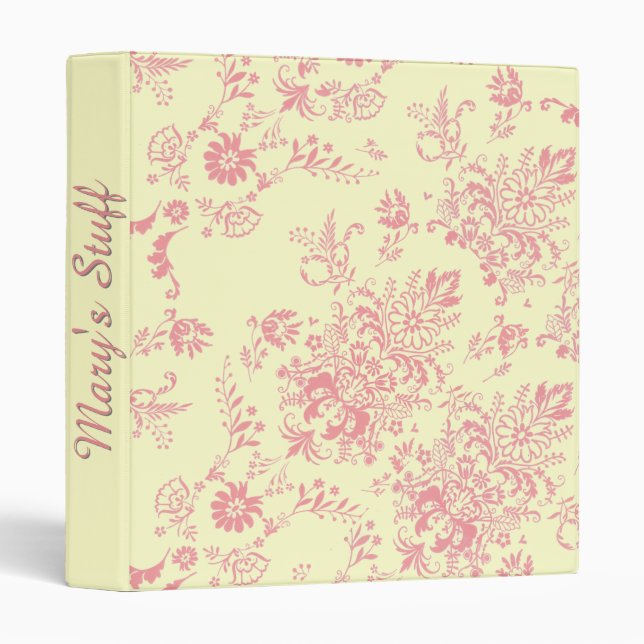 Cream n Pink Damask Recipe Binder (Front/Spine)