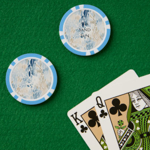 Cream Ocean Blue Abstract Beach Animal Print Poker Chips