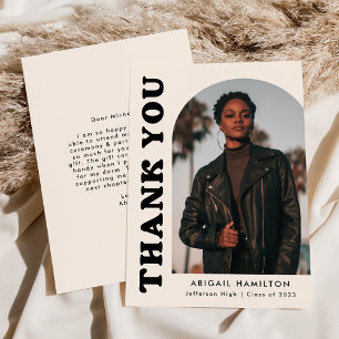 Cream Offset Arch Photo Graduation Thank You Card