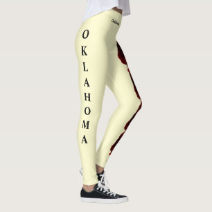 Cream Oklahoma State Oklahoma Rose Flower Leggings