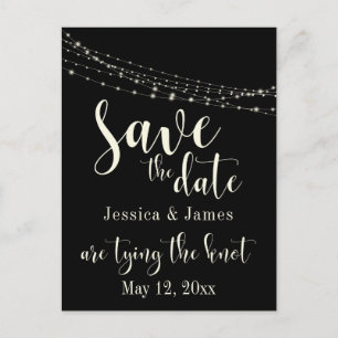 Cream on Black 30 with Lights Save the Date Announcement Postcard