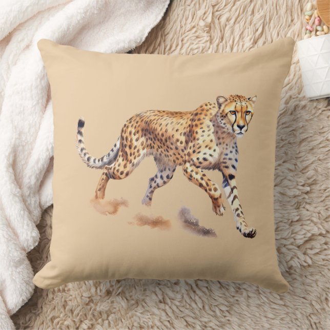 Cream Orange Cheetah Throw Pillow (Blanket)