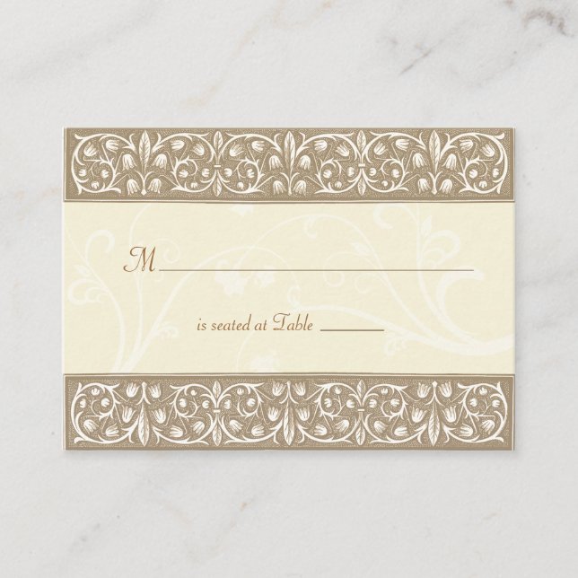Cream Ornamental Frieze Place Card (Front)
