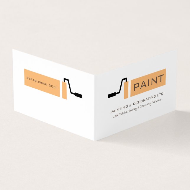 Cream Paint Roller, Painter & Decorator Photo Business Card (Outside)