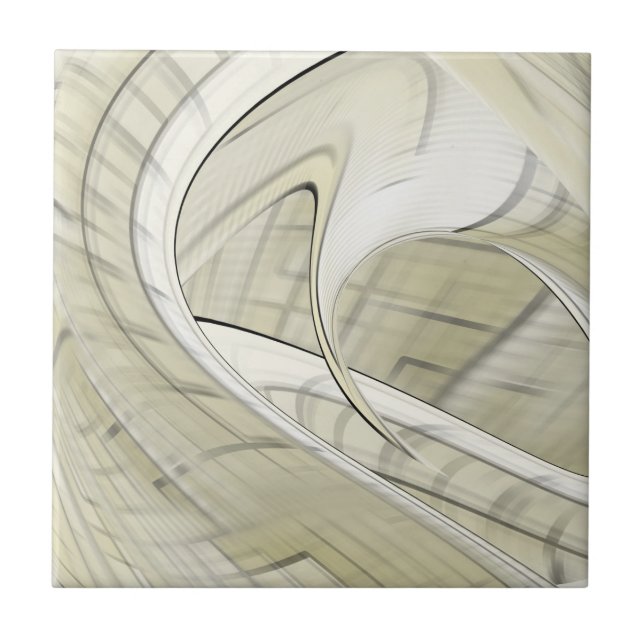 Cream Pastel Autumn Abstract Art Tile (Front)