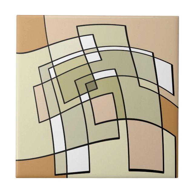 Cream Pastel Autumn Abstract Art Tile (Front)
