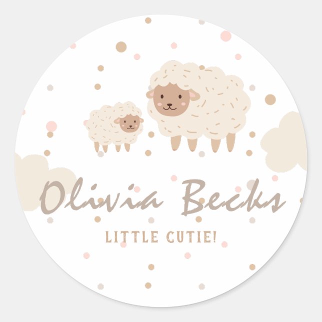 Cream Pastel Illustrative Baby Shower Classic Round Sticker (Front)