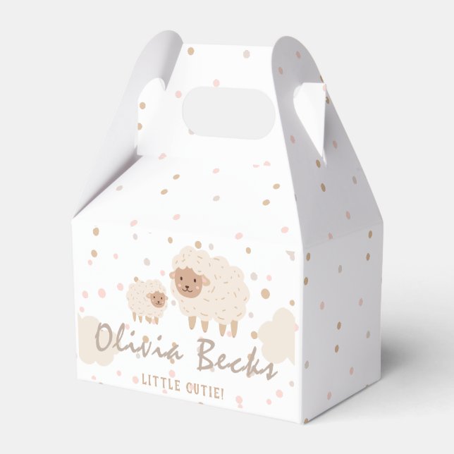 Cream Pastel Illustrative Baby Shower Favor Box (Front Side)