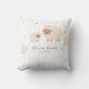 Cream Pastel Illustrative Baby Shower Throw Pillow