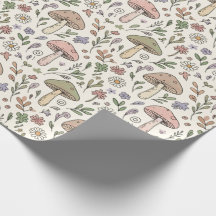 Cream Pastel Mushroom Fungi Seamless Pattern