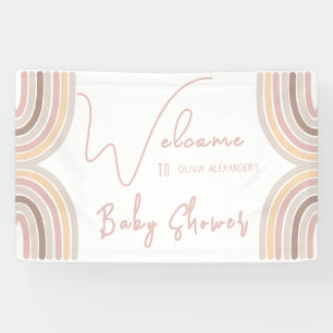 Cream Pastel Simple Minimalist Baby Shower Banner