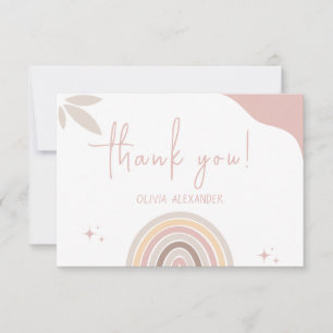 Cream Pastel Simple Minimalist Baby Shower Thank You Card