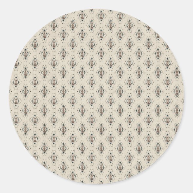 Cream Pattern Background Classic Round Sticker (Front)