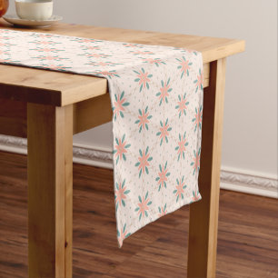 Cream, Peach and Sage Green boho floral pattern Short Table Runner