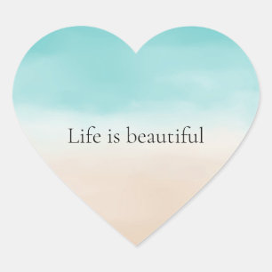 Cream Peach Aqua Ombre           Heart Sticker