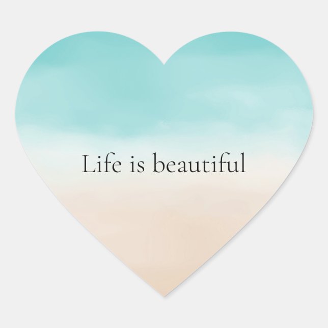 Cream Peach Aqua Ombre           Heart Sticker (Front)