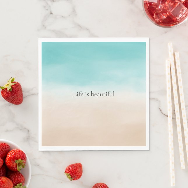 Cream Peach Aqua Ombre    Napkin (Insitu)