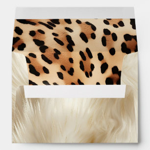 Cream Peach Leopard Animal Fur Envelope